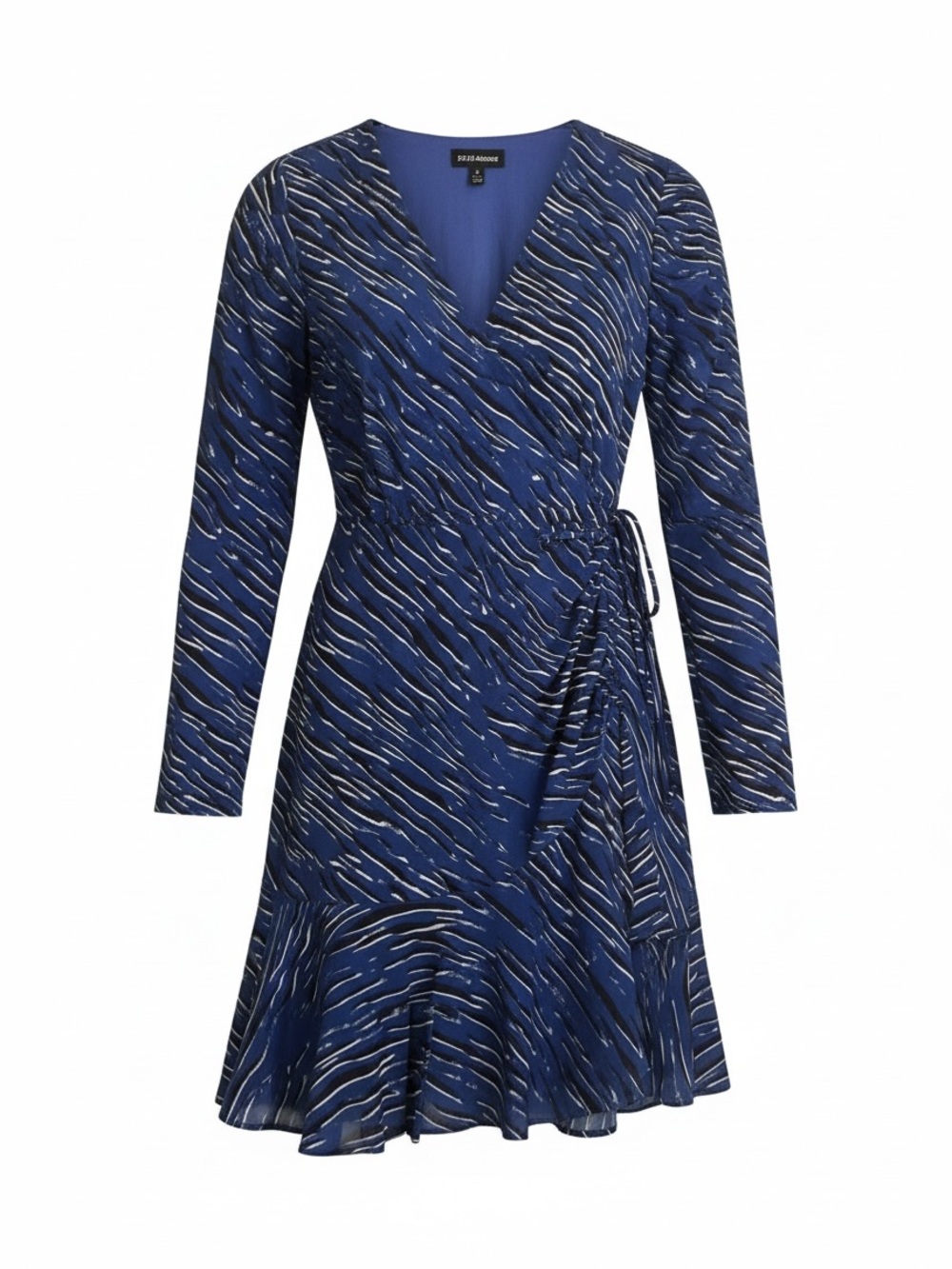 NWT Steve Madden Flirty Blue Printed Long-Sleeve Dress